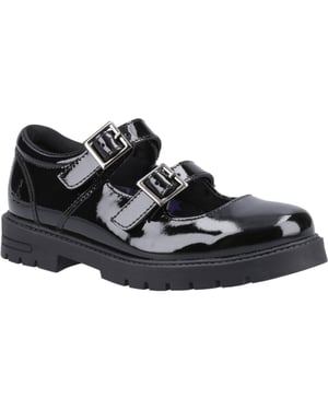Hush Puppies Ella Patent Junior Mädchenschuhe Aus Schwarzem Leder