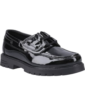 Hush Puppies Lucy Mädchenschwarze Bootsschuhe Aus Leder