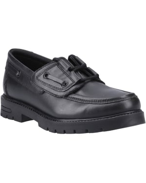 Hush Puppies Lucy Mädchenschwarze Bootsschuhe Aus Leder