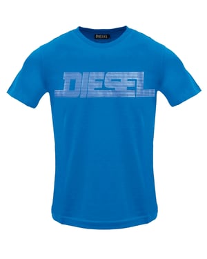 Diesel - Einfarbiges T-shirt Mit Diesel-logo In Saphirblau