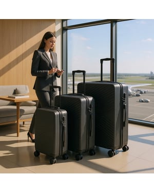 Hartschalenkoffer Schwarz Robuster 8-Rad-Handgepäckkoffer