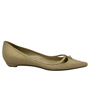 Jimmy Choo Verzierte Glitzer-Balletschuhe aus goldfarbenem Leder