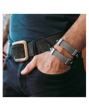 Seven-24 Armband Edelstahl mit braunem Leder