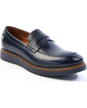 Base London Sid Leder Herren Slipper Navy