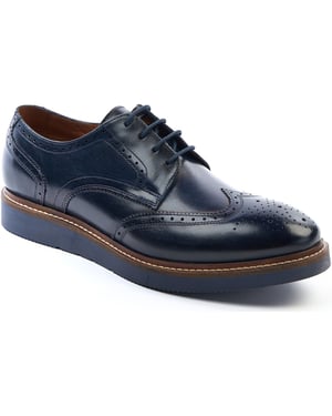 Base London Joe Leder Herren Navy Brogues Schuhe