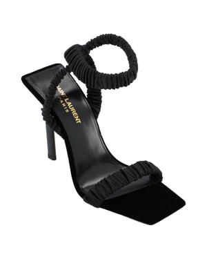 Saint Laurent Pam Sandalen aus Satin-Krêpe Schwarz