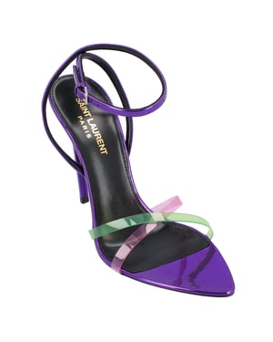 Saint Laurent Gippy Sandalen aus Lackleder und Plexiglas Lila