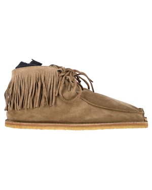 Saint Laurent Nino Fransen Ankle Boots aus braunem Wildleder
