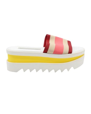 Stella Mccartney – Plateau-Slides mit Farbblockdesign aus weißem Kunstleder