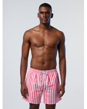 North Sails Badeshorts aus bedrucktem Pfirsichleder - Rosa/Weiß