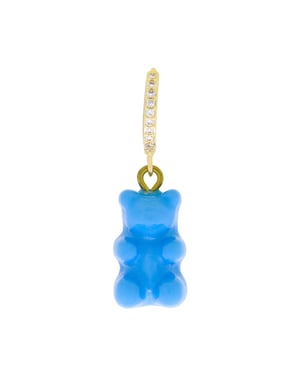 Fashionbox Single-Creole vergoldet Gummibär blau Zirkonia weiss