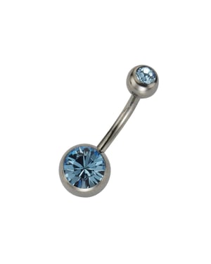 Zeeme Body Jewelry Piercing Titan silberfarben Kristall hellblau