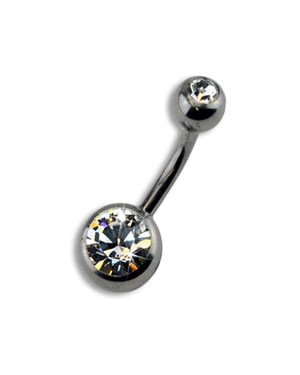 Zeeme Body Jewelry Piercing Titan silberfarben Kristall weiß