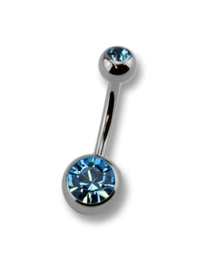 Zeeme Body Jewelry Piercing Titan silberfarben Kristall dunkelblau