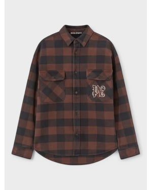 Palm Angels Karo-Muster Overshirt 'Braun/Off-White'