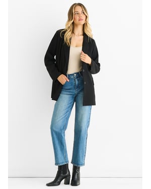 Schwarzer, übergroßer, drapierter Blazer