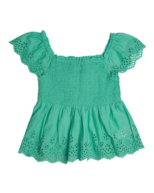 Kurze Bluse mit gestickten Ösen 557992 für Mädchen