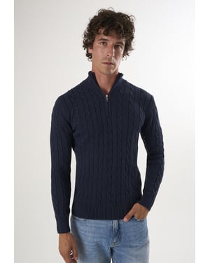 Pullover Kabelstrick-Pullover Mit Halbem Reißverschluss