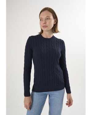 Pullover Kabelstrick-Pullover Mit V-Ausschnitt