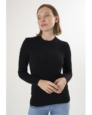 Pullover Kabelstrick-Pullover Mit V-Ausschnitt