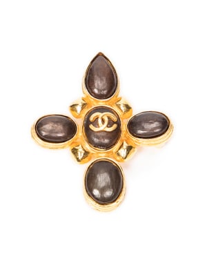 CC Stone Cross Brooch Brosche