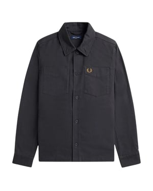 Fred Perry - Hemdjacke Mit Fischgrätenmuster Und Ankermuster In Grau