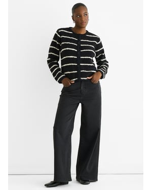 Schwarzer Streifen Militär Crop Recycling Strickjacke