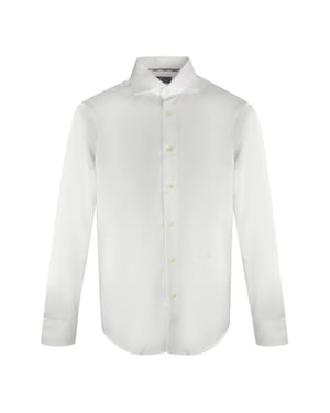 Aquascutum Herren Einfärbiges Langarmhemd (Weiß)