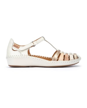 Pikolinos Keilsandalen P-Vallarta aus Leder mit Polsterung - Weiß