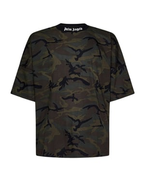 Palm Angels - Oversize-t-shirt Mit Klassischem Camo-logo Im Militärstil