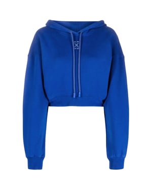 Off-white Embr Mini Arrow Crop Hoodie Blau