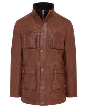 Herren Braune Leder Militärjacke Outwear Mantel - Field