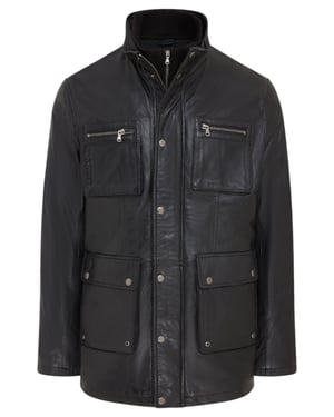 Herren Schwarze Leder Militärjacke Outwear Mantel - Field