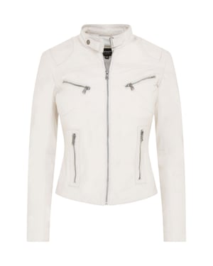 Weiße Slim-Fit-Bikerjacke aus Leder für Damen – Maldon