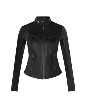 Schwarze Slim-Fit-Bikerjacke aus Leder für Damen – Maldon