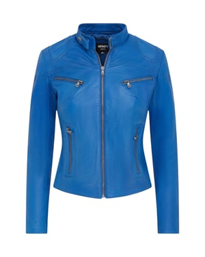 Blaue Slim-Fit-Bikerjacke aus Leder für Damen – Maldon