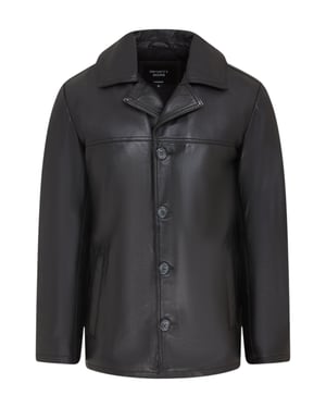Schwarzer Herren-Blazer aus italienischem Leder mit 4 Knöpfen – Loxton