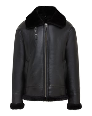 Herren Pilotenjacke B3, schwarz, Lammfell, Schaffell, WWII, Bomberjacke