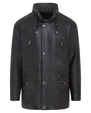 Herren Parka aus weichem italienischem Leder, Schwarz, Winnipeg