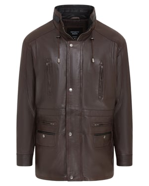 Herren-Parka aus weichem italienischem Leder, Braun, Winnipeg