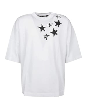 Palm Angels Herren Shooting Star Logo Oversized T-Shirt (Weiß)