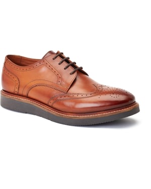 Base London Joe Leder Herren Brogues Schuhe in verbranntem Tan