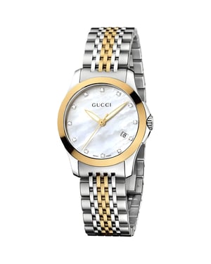 Gucci G-Timeless Damenuhr mit Zifferblatt aus Perlmutt - Modell YA126513