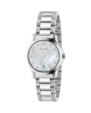 Gucci G-Timeless Damenuhr mit Zifferblatt aus Perlmutt