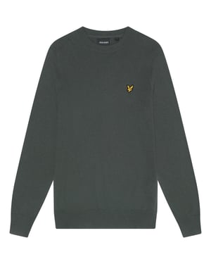 Lyle & Scott Rundhalspullover aus Baumwoll-Merinowolle – Dunkelgrün