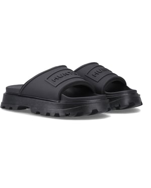 Hunter Geformte Stapel-Slider Polyester Damen Schwarze Flip-Flops