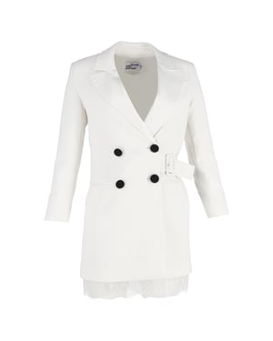 Self-Portrait Doppelreihiges Crepe Blazer-Kleid aus weißem Polyester