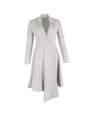 Christian Dior Asymmetrischer Midikleid-Mantel aus grauer Wolle