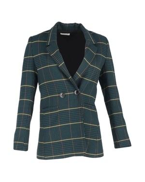 Anine Bing Hahnentritt Doppelreiher-Blazer aus grünem Polyester
