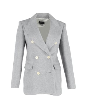 Isabel Marant Eleyani Doppelt-knöpfiger, gebürsteter Blazer aus grauer Wolle